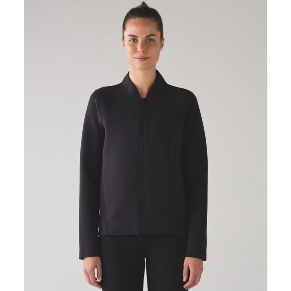 LULULEMON Embrace The Space Bomber Jacket Black Neoprene Sz 8 {3G32} - Picture 2 of 6